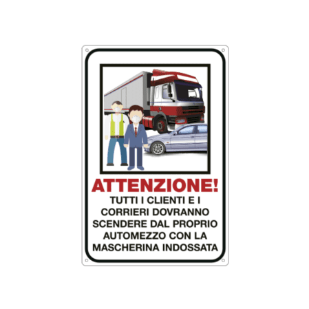 Cartello in alluminio Covid-19 per corrieri